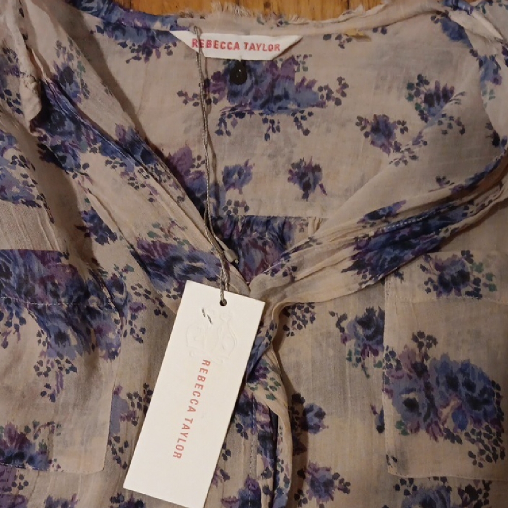 Rebecca Taylor Cream Tie Front Blouse with Sailor Collar S NWT - Picture 2 of 3